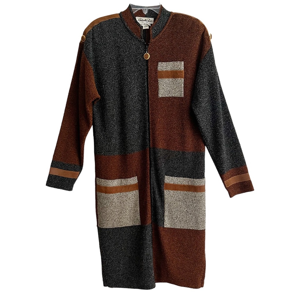 Vintage Antonella Preve Wool Suede Long Zip Cardigan M EPC